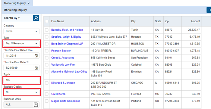 Top N Revenue Firms