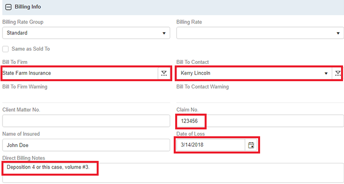 billing info